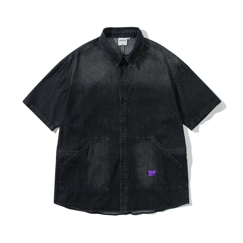 Casual Short Sleeve Denim Shirt for Men
