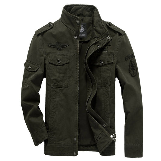 Cotton Military Jacket for Men - MA-1 Style Army Bomber Jacket Plus Size