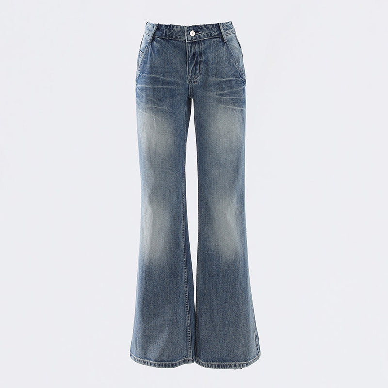 Women's Cracked Wide-Leg Jeans - Summer Loose Drape Bell-Bottom Pants