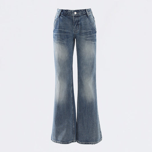 Women's Cracked Wide-Leg Jeans - Summer Loose Drape Bell-Bottom Pants
