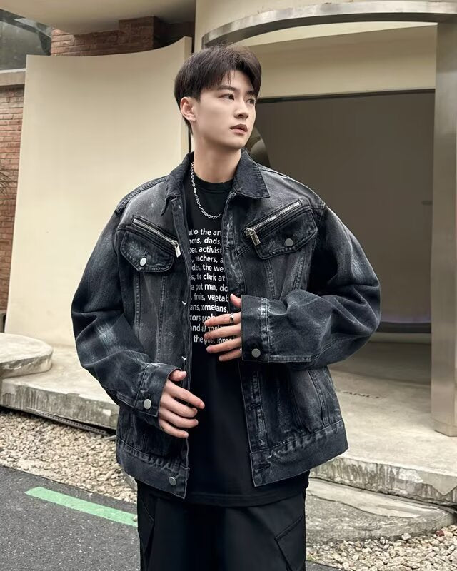 Vintage Wash Tie-Dye Denim Jacket