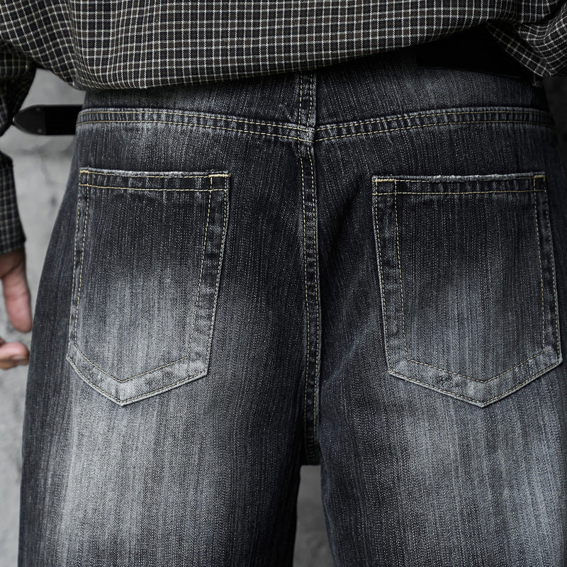 Vintage Washed Gradient Denim Pants for Men -  Couple's Loose Fit