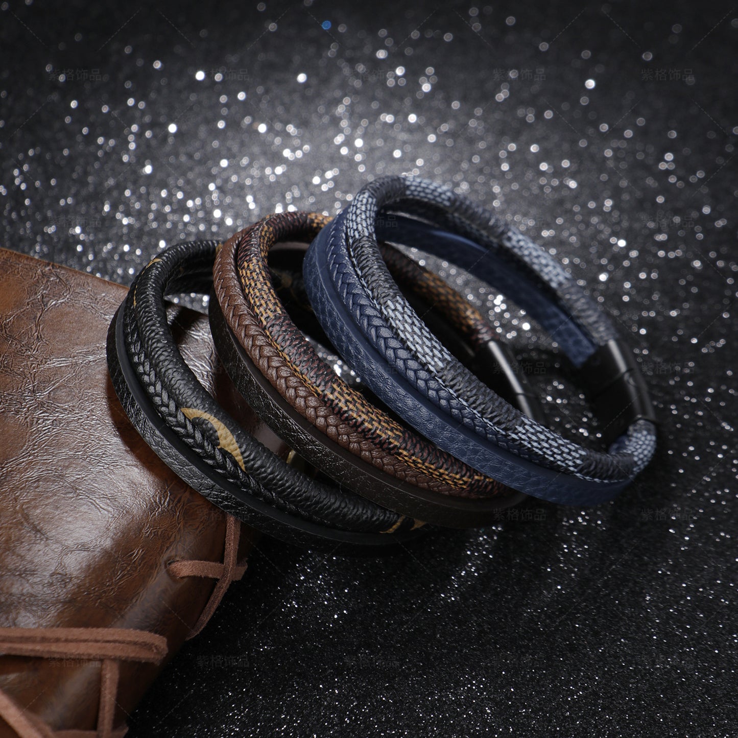 Leather Bracelet Multi-Layer Hand-Woven - Magnetic Buckle