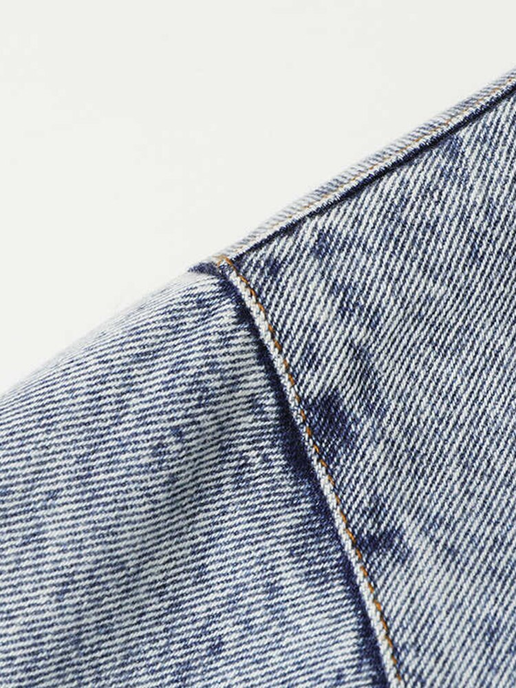 Retro Hong Kong Style Color Block Casual Single-Breasted Denim Jacket