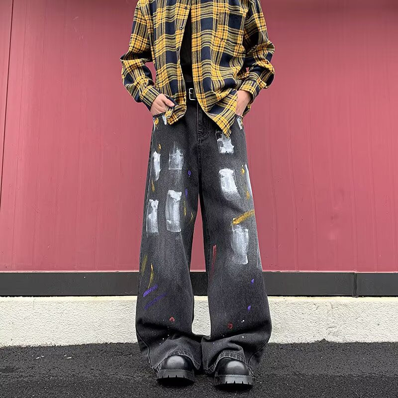 Graffiti Print Casual Straight Tube Jeans