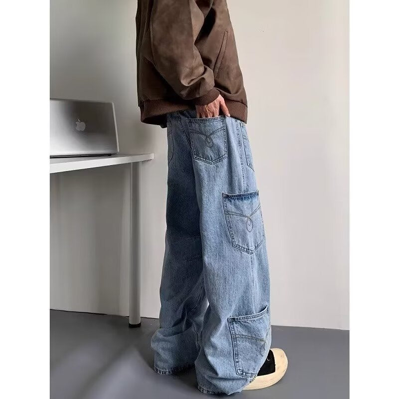 Washed Multi Pocket Design Denim Jeans