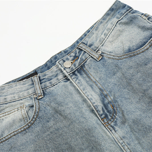 Men's Distressed Denim Jeans with Faded and Cat-Whisker Effects, Loose Fit,  Casual Pants