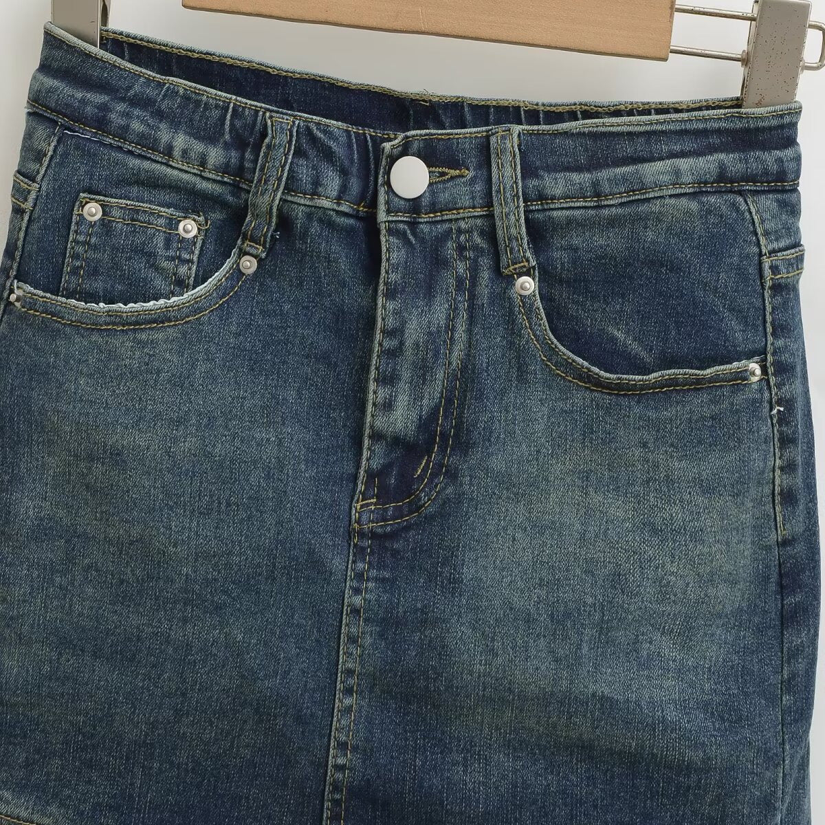 High-Waisted Denim Mini Skirt with Hip-Hugging Fit