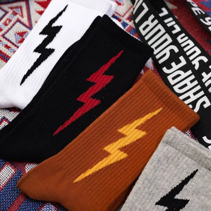 Men's Cotton Lightning Strike Skateboard Socks
