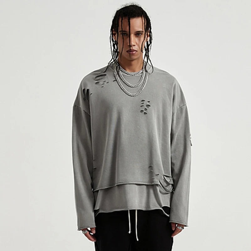 Vintage Distressed Pullover Sweatshirt