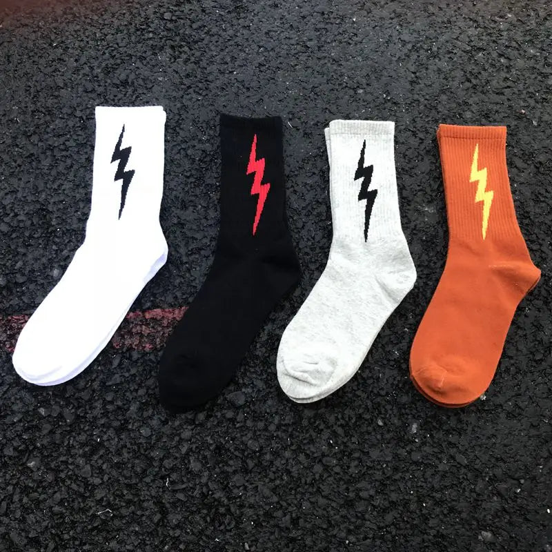 Men's Cotton Lightning Strike Skateboard Socks