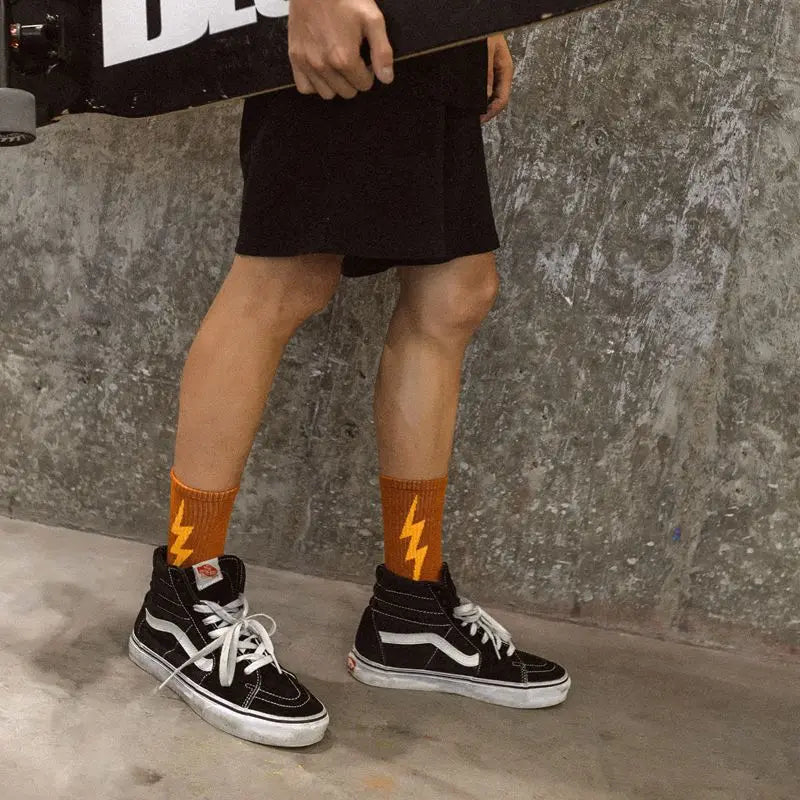 Men's Cotton Lightning Strike Skateboard Socks