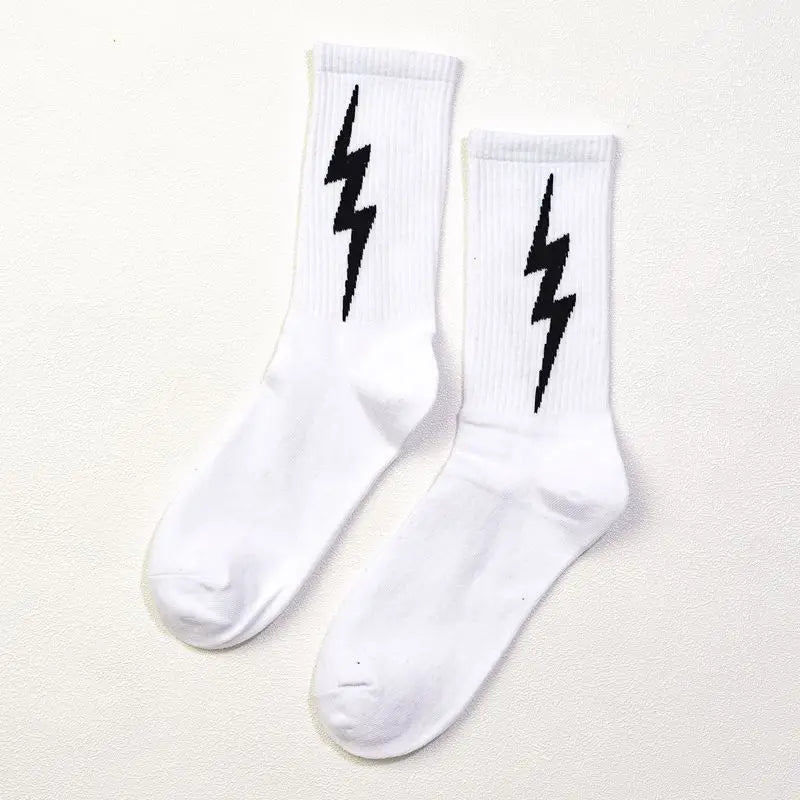 Men's Cotton Lightning Strike Skateboard Socks