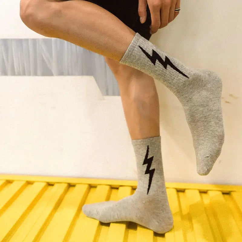 Men's Cotton Lightning Strike Skateboard Socks