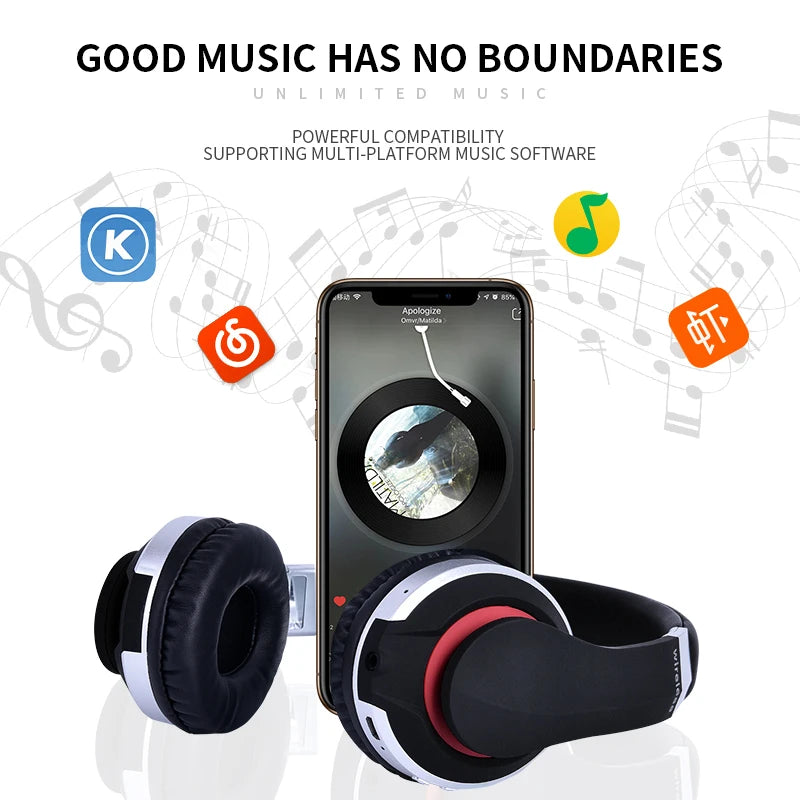 Wireless Bluetooth Foldable Headphones With Microphone And TF Card