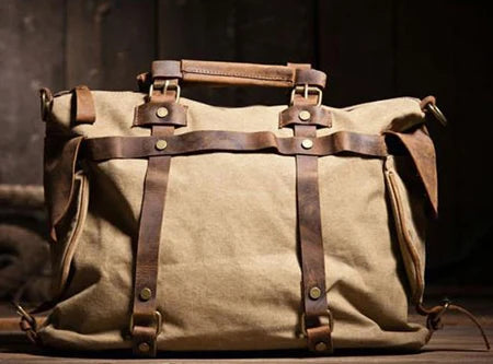Retro Canvas Genuine Leather Messenger Bag