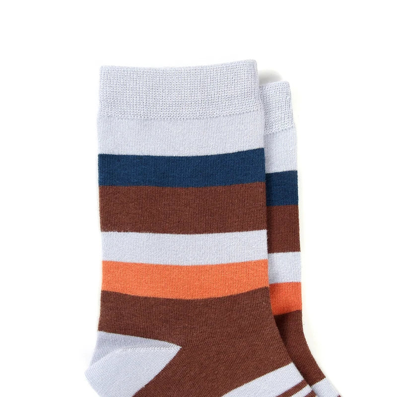 Colorful Striped Cotton Men's Socks - 5 Pairs