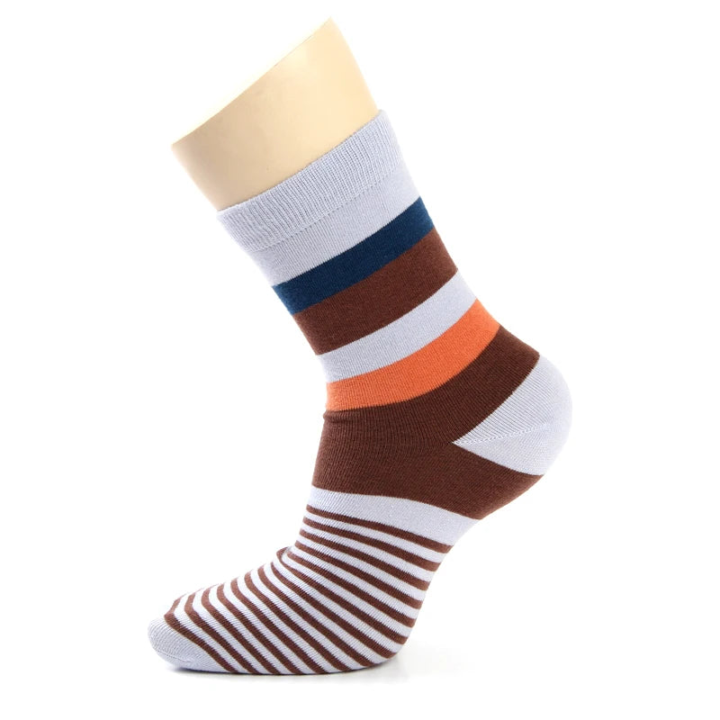 Colorful Striped Cotton Men's Socks - 5 Pairs