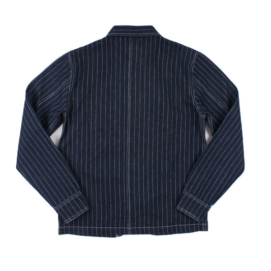 Men's Denim Vertical Striped Wabash Jacket - Multi-Pocket