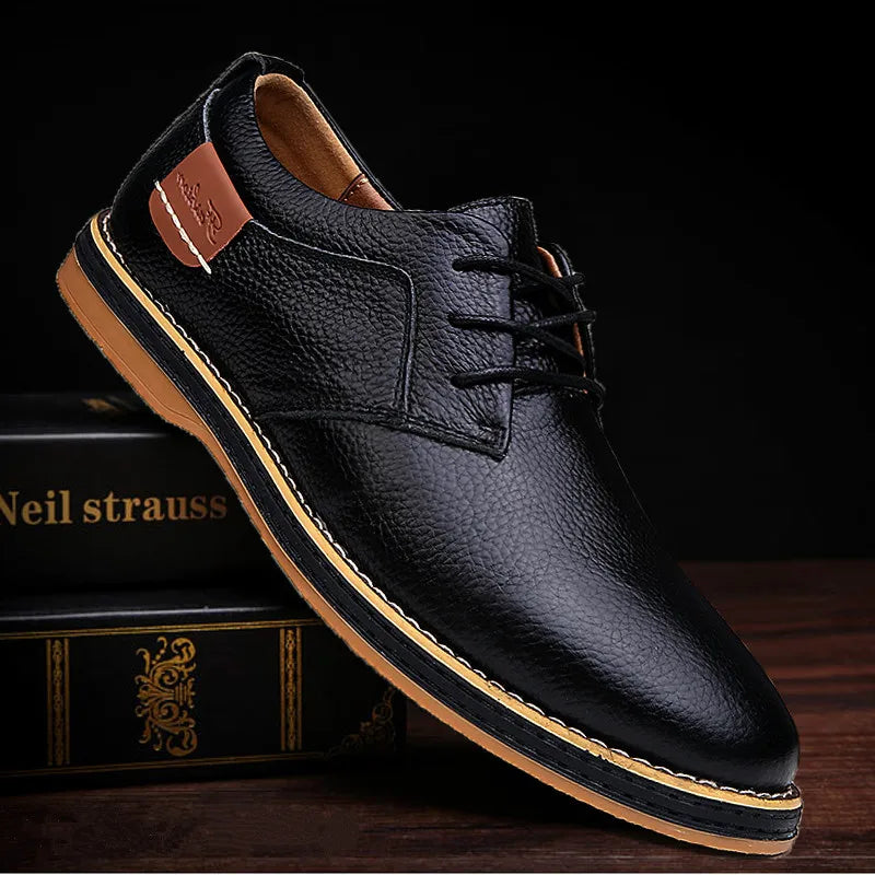 Men's Oxford Genuine Leather Dress Shoes Brogue Lace Up Flats