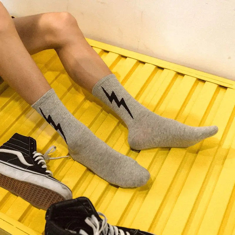 Men's Cotton Lightning Strike Skateboard Socks