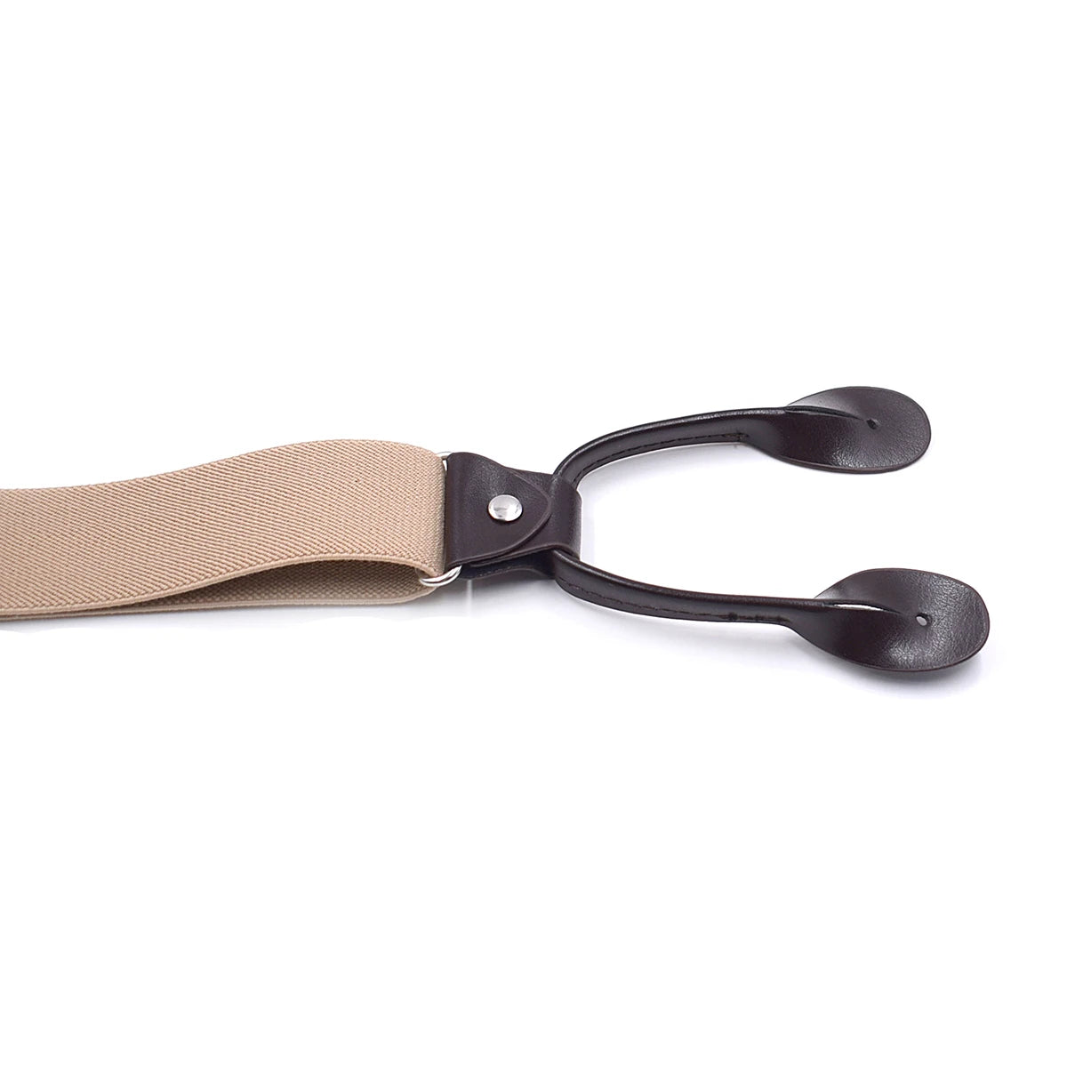 Vintage Suspenders with Leather Trimmed Button Ends - Y Back Adjustable Elastic