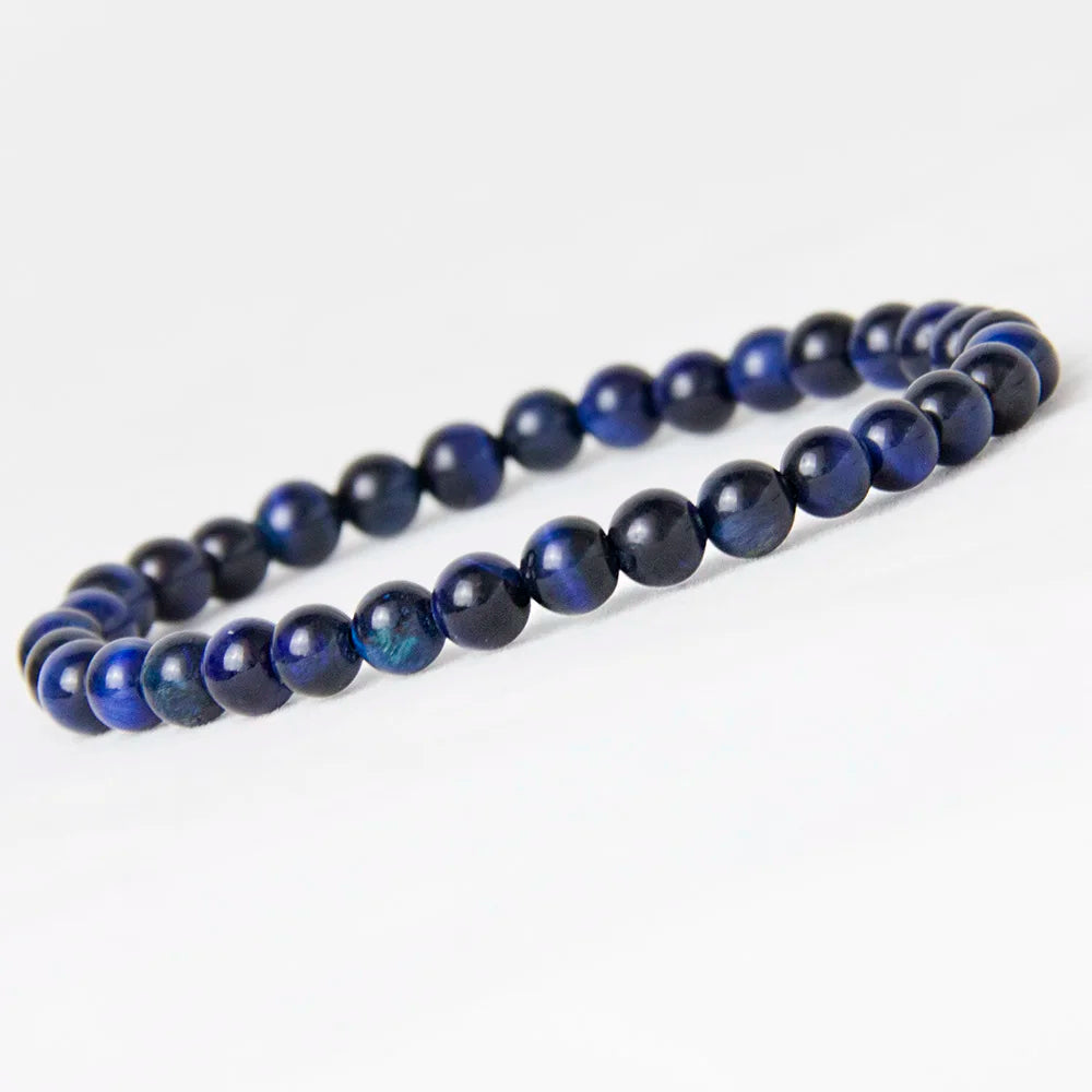 Blue Tiger Eye Buddha Bracelets - Natural Stone Round Beads