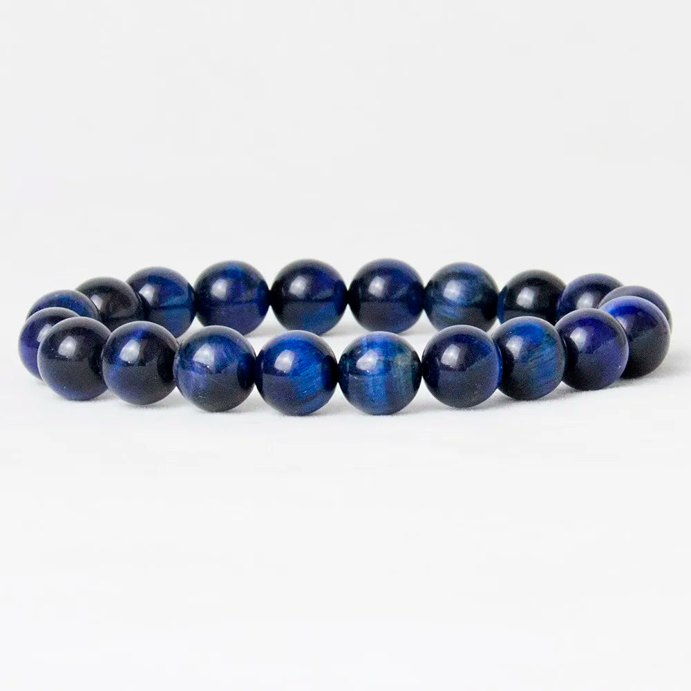 Blue Tiger Eye Buddha Bracelets - Natural Stone Round Beads