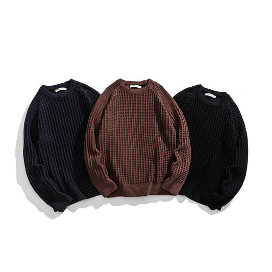Unisex Lazy Style Japanese Knitwear Round Neck Sweater