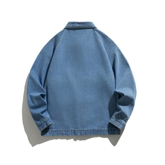 Oversized Distressed Washed Denim Jacket