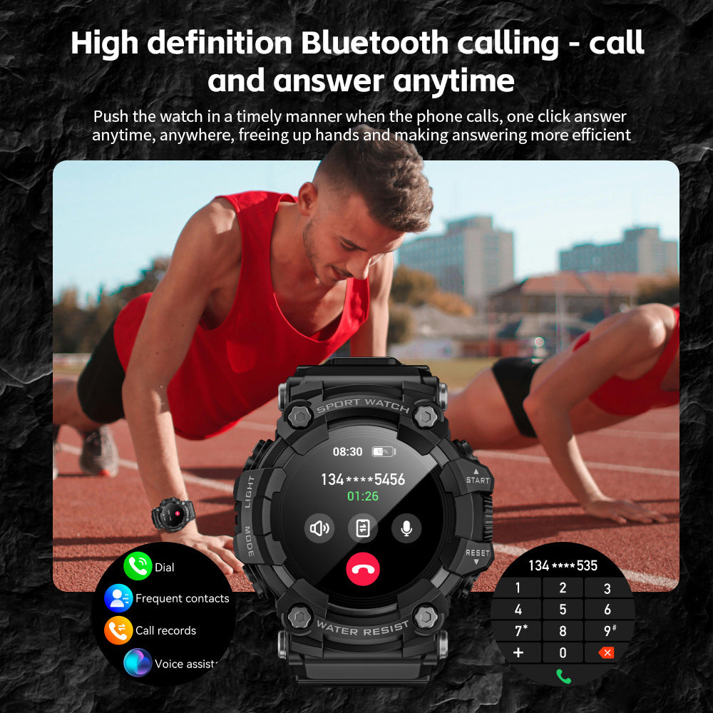 Outdoor Sports Smartwatch – Bluetooth, Compass, Music, Flashlight