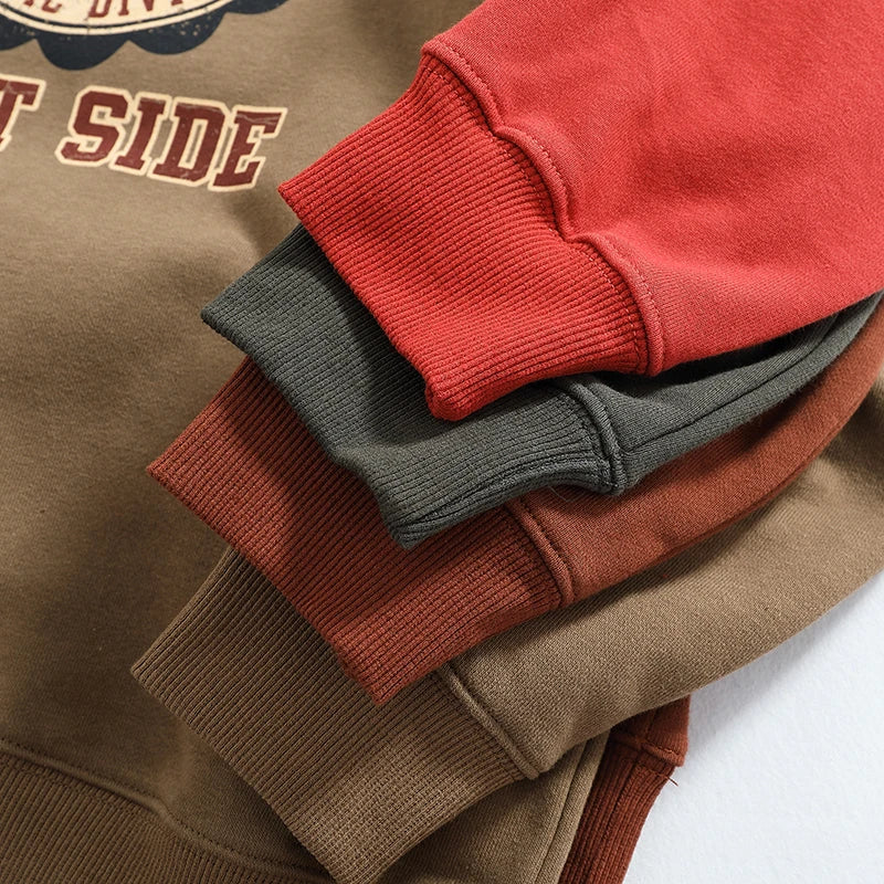 American Retro Long Sleeve O-neck Letter Printed Sweatshirts for Men