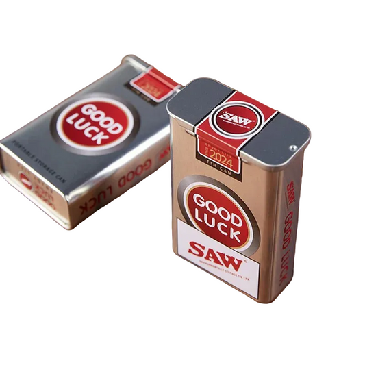 Portable Sliding Cigarette Case With Exquisite Good Luck Embossed Iron