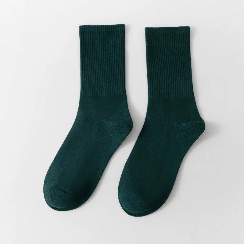1 Pair Unisex Solid Color Breathable Cotton Socks