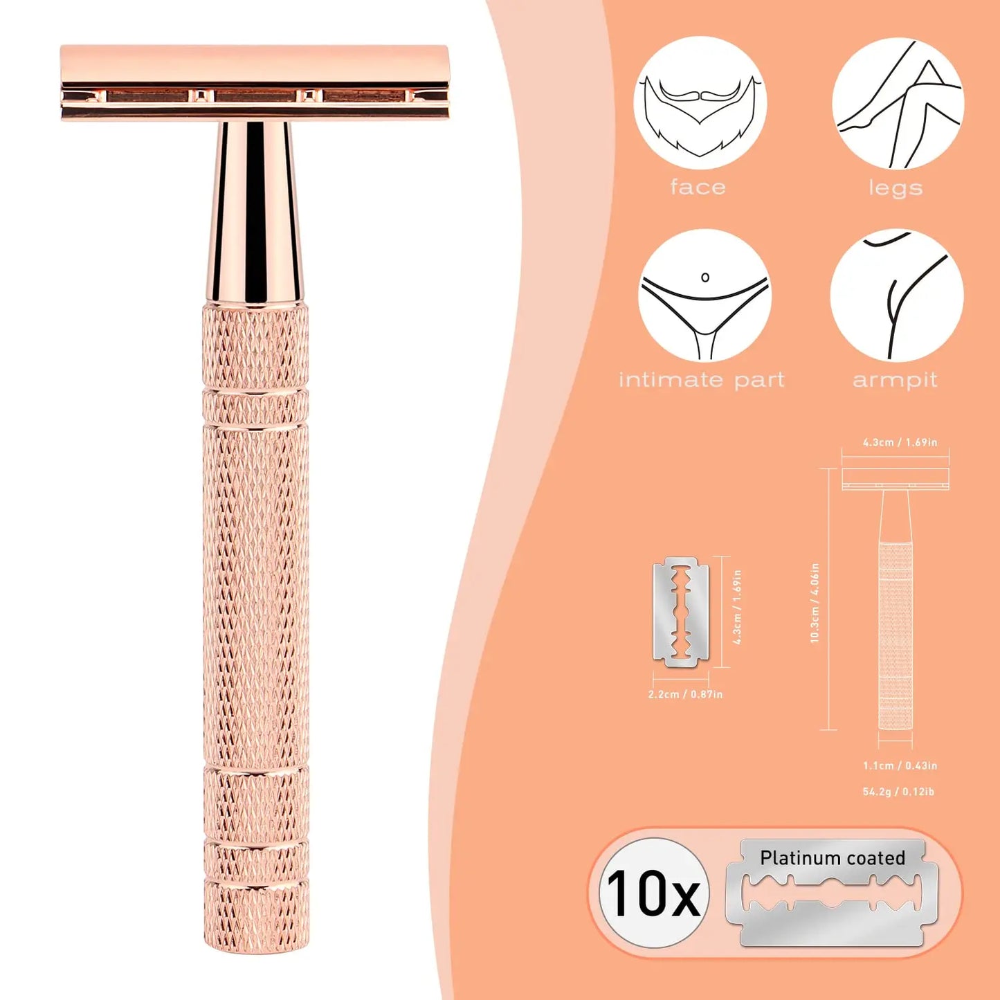 Reusable Double Edge Safety Razor 10 Blades for Men Metal DE Razor