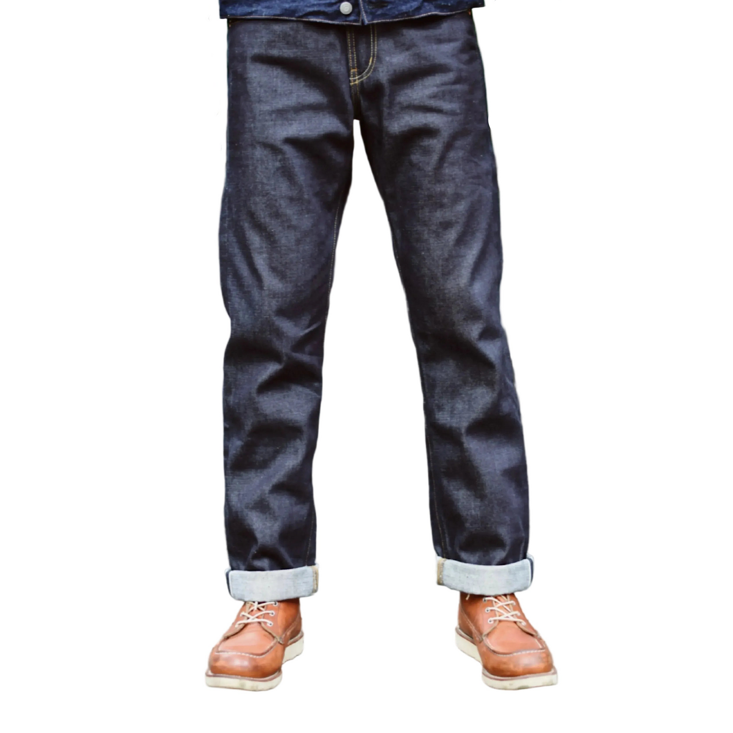 Casual Selvedge Raw Denim Jeans Unwashed Indigo Straight Fit Men's Jeans