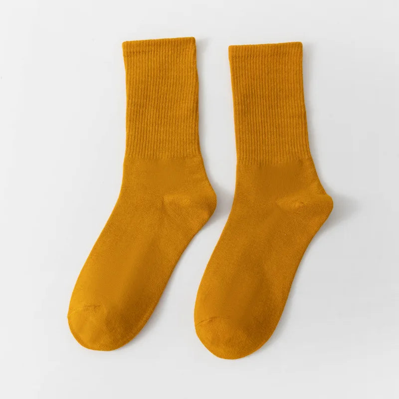 1 Pair Unisex Solid Color Breathable Cotton Socks