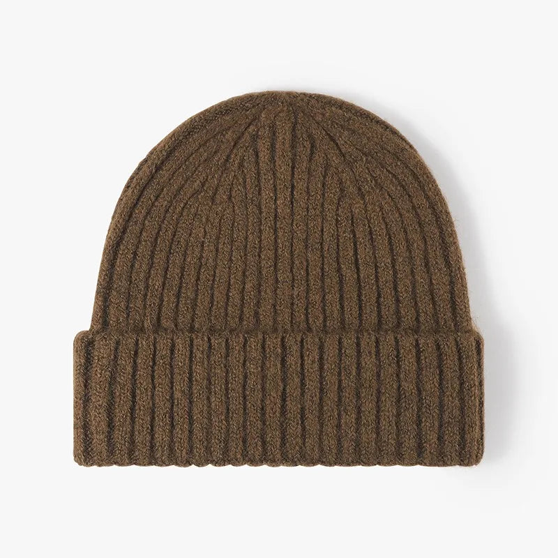 Thick Wool Beanie Hat - Warm Knitted Cap