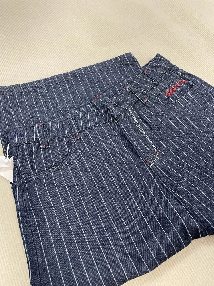 Women's Light Blue Japanese Wabash Calf Length Denim Jean Shorts