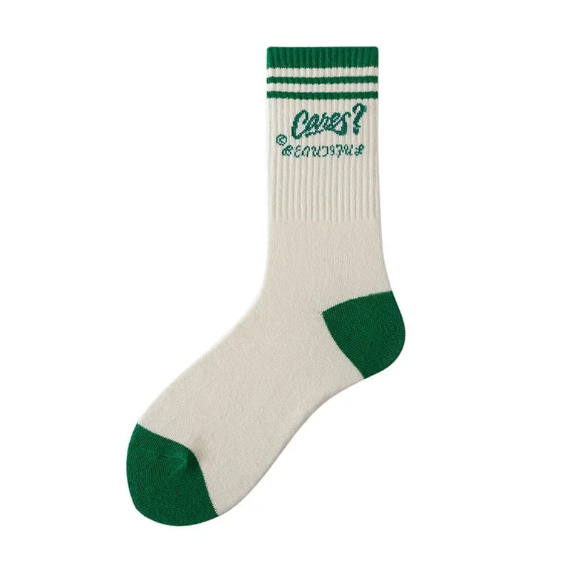 Green Japanese Cotton Mid Tube Socks