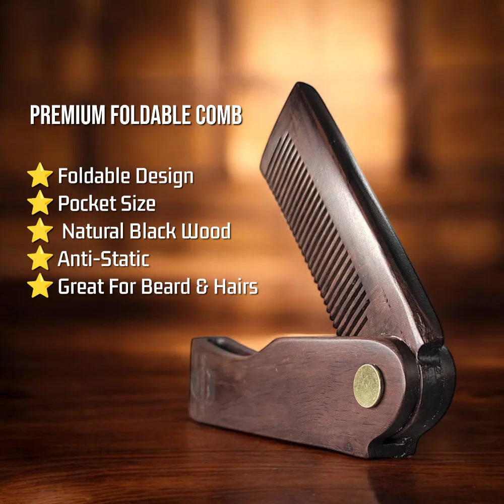 Dark Sandalwood Folding Beard Comb