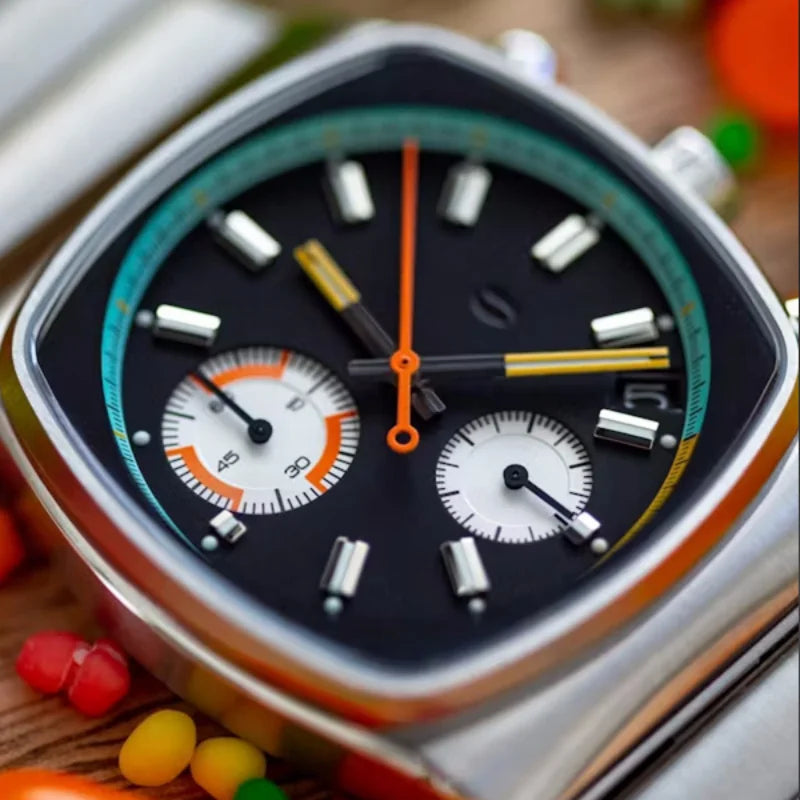 Square Sports Watch For Men Stainless Steel Strap Quartz Movement