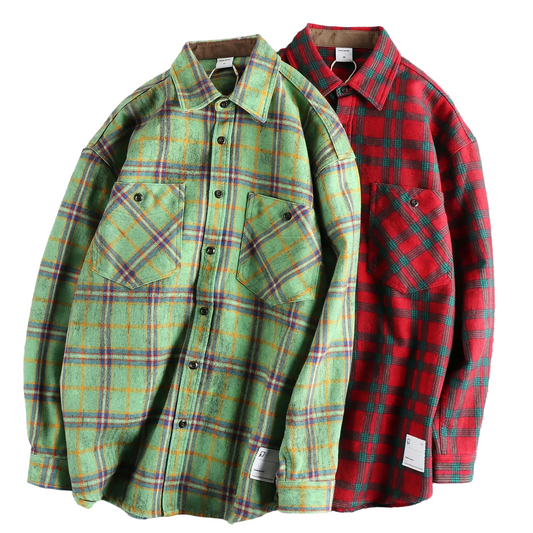 Men's Vintage Heavyweight Plaid Wool Shirts