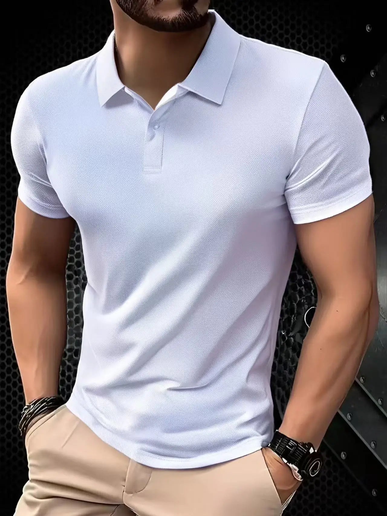 Solid Color Ultra-Light Breathable Polo Shirt for Men