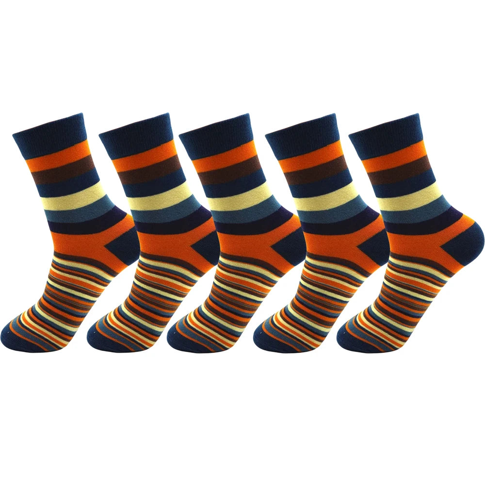 5 Pairs Men's Striped Cotton Socks