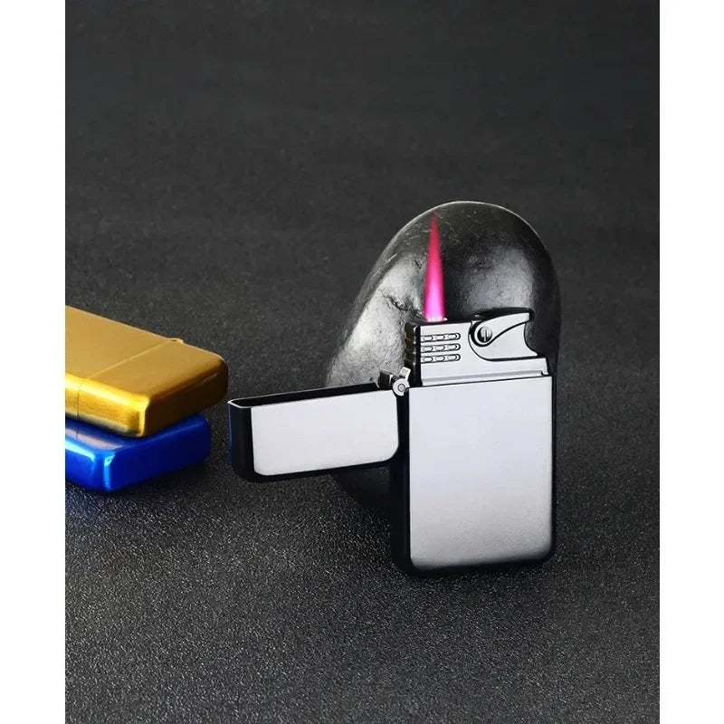 Windproof Waterproof Metal Lighter — Electroplated Dragon Embossed Pattern, Red Flame Direct Cigar Lighter, Men’s Smoking Accessory