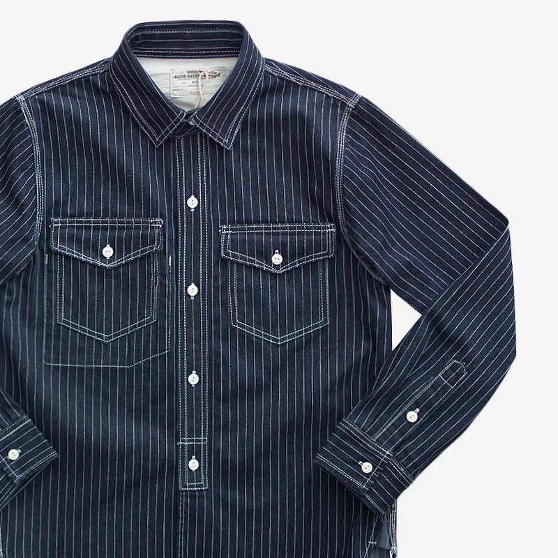 12.5oz Heavyweight American Vintage Casual Wabash Indigo Denim Shirts for Men - 100% Cotton