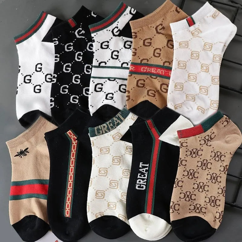 10 Pairs Men's Low Cut Luxury Brand Socks