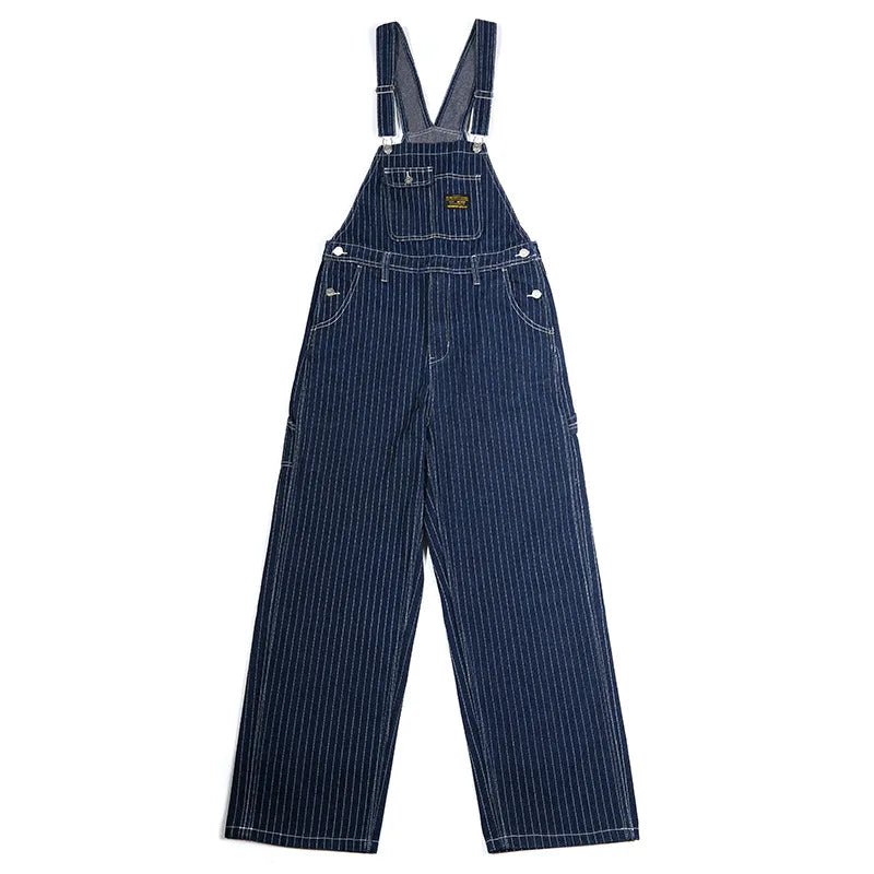 Men's Retro Striped Wabash Denim Overalls - American Style Vintage