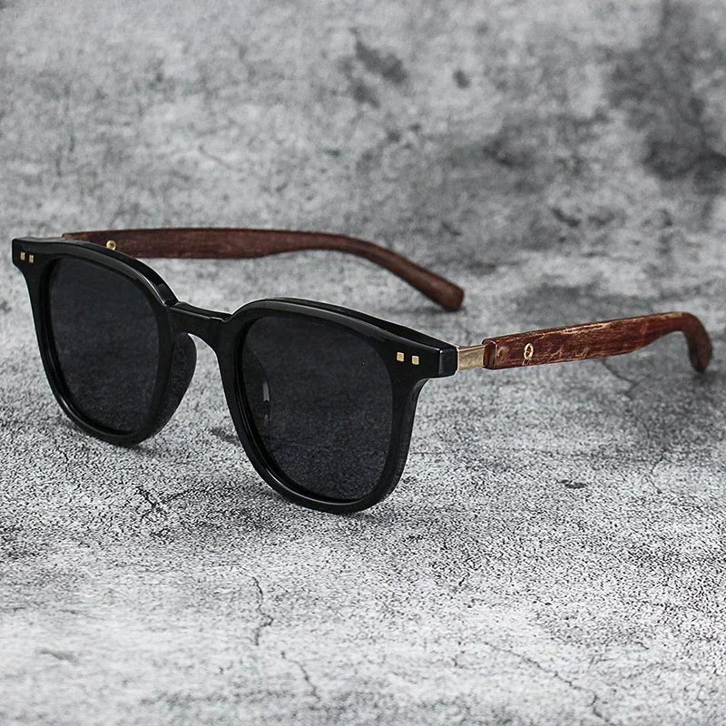 Retro Wood Grain Polarized UV Sunglasses
